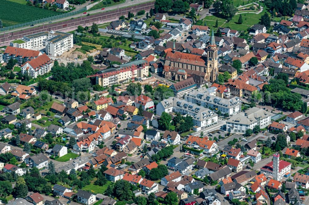 Sinzheim from above - City view of the city area of in Sinzheim in the state Baden-Wurttemberg, Germany