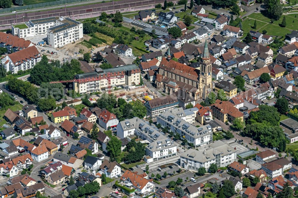 Sinzheim from the bird's eye view: City view of the city area of in Sinzheim in the state Baden-Wurttemberg, Germany