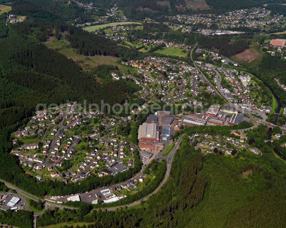 Kirchen (Sieg) from above - City view of Kirchen (Sieg) in Rhineland-Palatinate. The Town is a recognized health resort in the southwestern part of Siegerlands