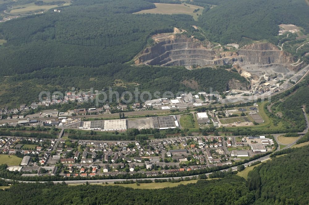 Kirn from the bird's eye view: Cityscape of Kirn in Rhineland-Palatinate. Kirn is located on the river Nahe in the district of Bad Kreuznach in Rhineland-Palatinate. Kirn is the seat of the collective municipality Kirn-Land