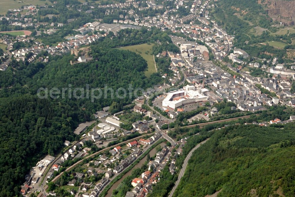 Aerial image Kirn - Cityscape of Kirn in Rhineland-Palatinate. Kirn is located on the river Nahe in the district of Bad Kreuznach in Rhineland-Palatinate. Kirn is the seat of the collective municipality Kirn-Land