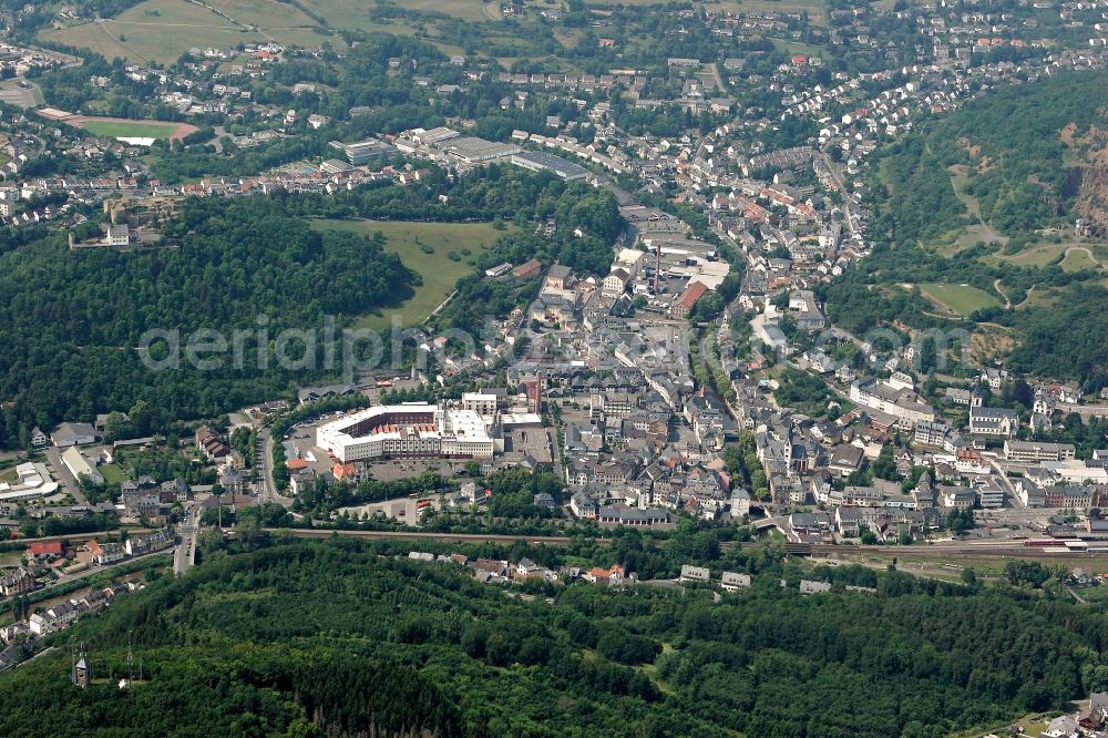 Aerial image Kirn - Cityscape of Kirn in Rhineland-Palatinate. Kirn is located on the river Nahe in the district of Bad Kreuznach in Rhineland-Palatinate. Kirn is the seat of the collective municipality Kirn-Land