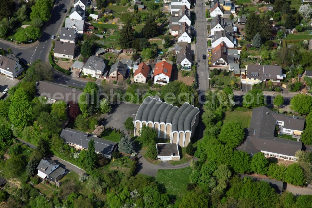 Aerial image Koblenz OT Asterstein - City view of the district Koblenz-Asterstein in the state of Rhineland-Palatinate. Located in the Lindenallee is the firefighter school Feuerwehr- und Katastrophenschutzschule Rheinland-Pfalz