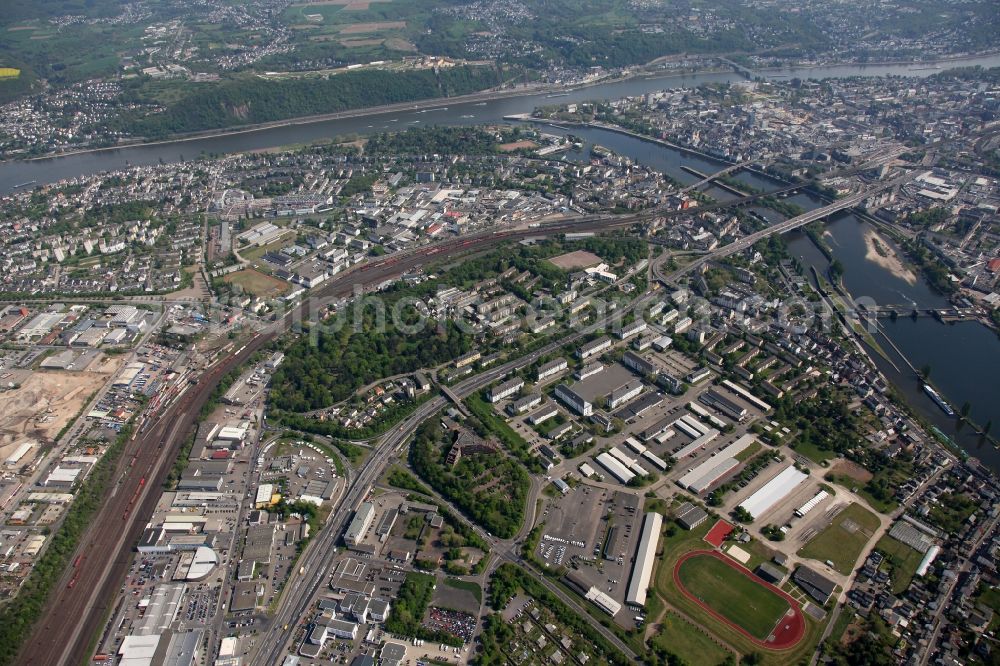 Koblenz OT Lützel from the bird's eye view: City view from the district of Koblenz - Lützel in Rhineland-Palatinate