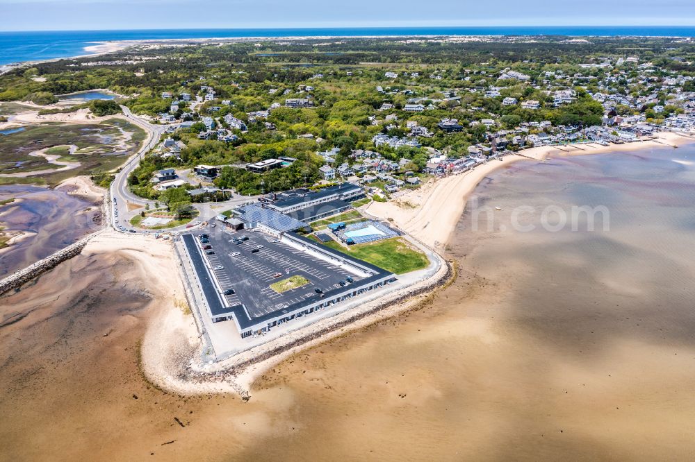 Aerial image Provincetown - City view on sea coastline Cape Cod in Provincetown in Massachusetts, United States of America