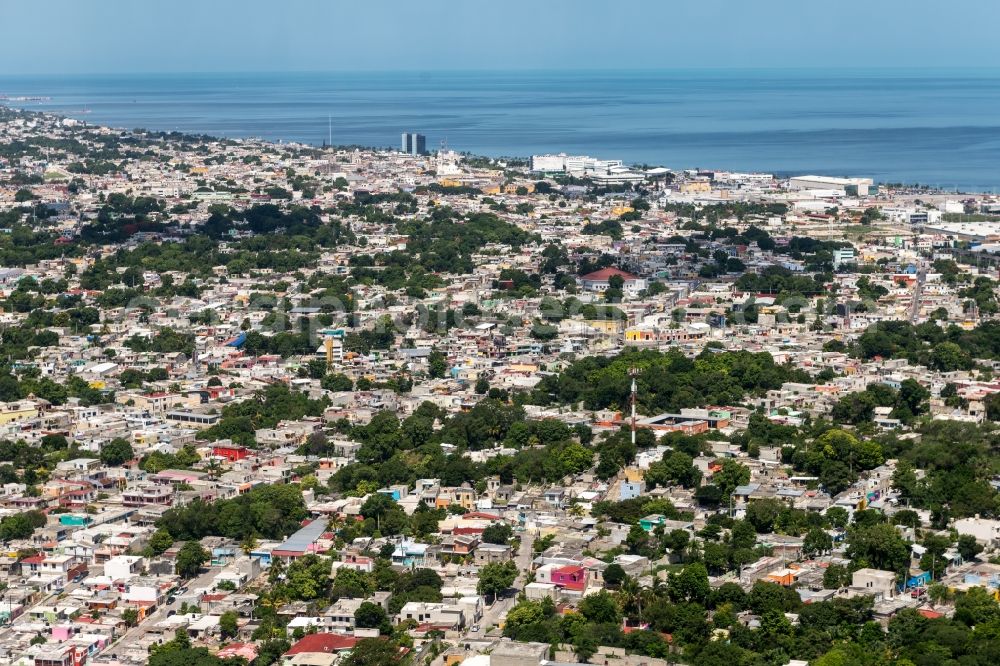 Campeche from above - City view on sea coastline of Golf von Mexico in Campeche in Mexico