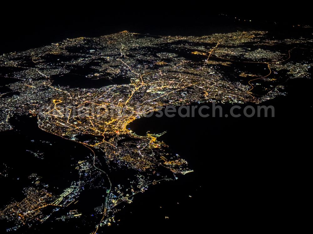 Baku from the bird's eye view: City view on sea coastline Kaspischen Meer in Baku in Azerbaijan