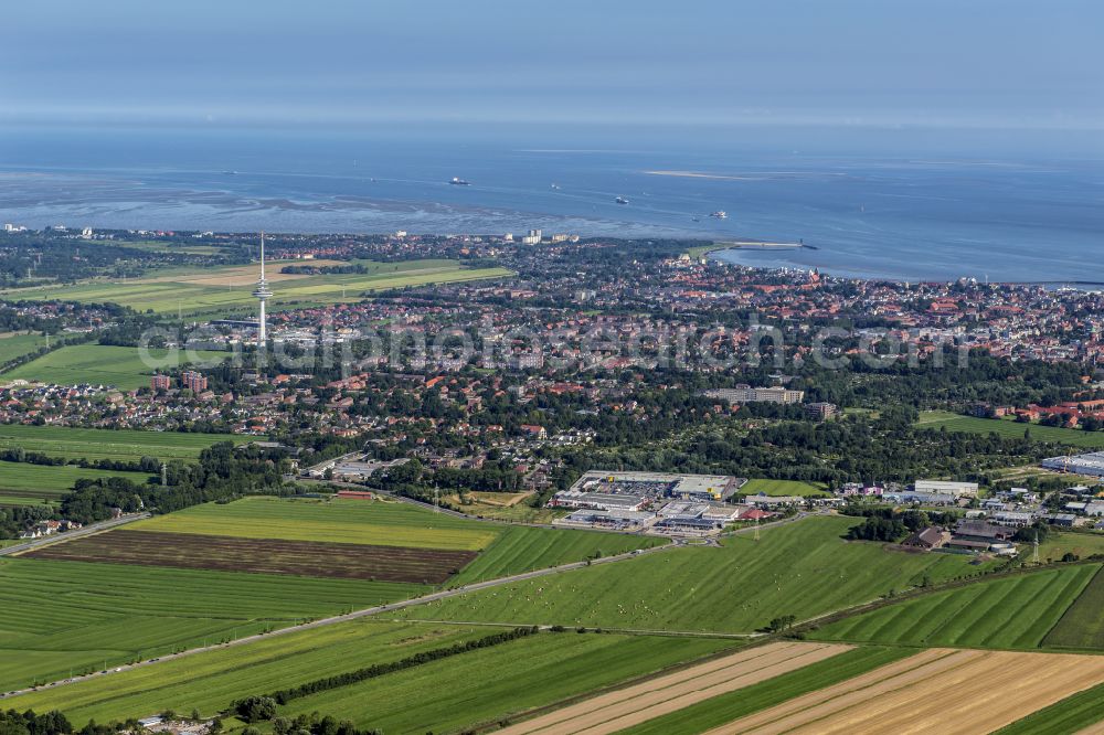 Aerial photograph Cuxhaven - City view on sea coastline of North Sea in Cuxhaven in the state Lower Saxony, Germany