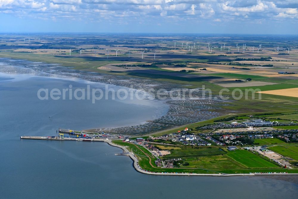 Dagebüll from above - City view on sea coastline of North Sea in Dagebuell in the state Schleswig-Holstein, Germany