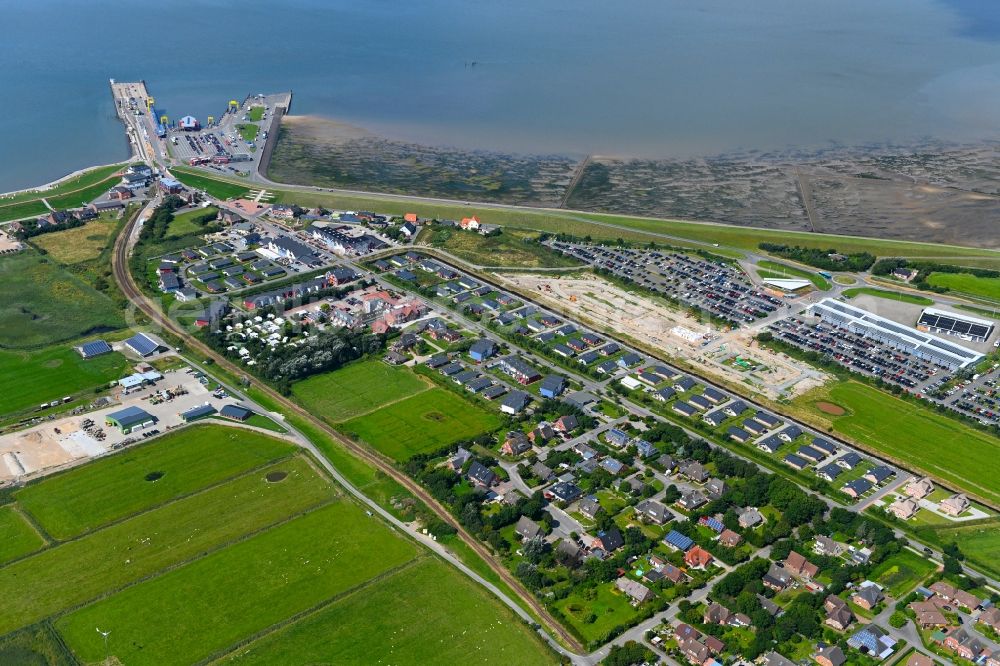 Dagebüll from above - City view on sea coastline of North Sea in Dagebuell in the state Schleswig-Holstein, Germany