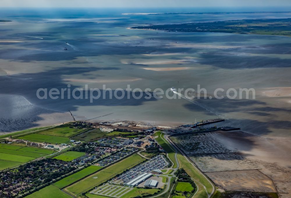 Dagebüll from above - City view on sea coastline of North Sea in Dagebuell in the state Schleswig-Holstein, Germany