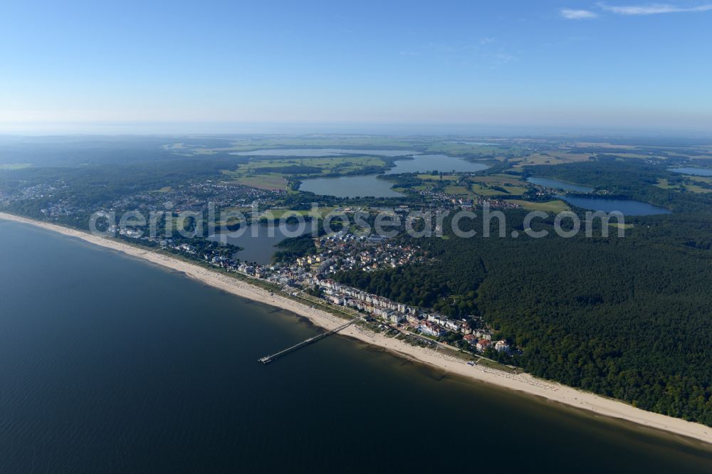 Aerial image Bansin - City view on sea coastline of Baltic Sea on street Seestrasse in Bansin on the island of Usedom in the state Mecklenburg - Western Pomerania, Germany
