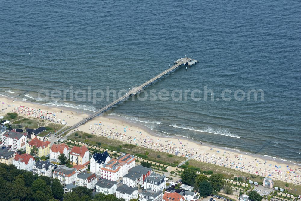 Bansin from above - City view on sea coastline of Baltic Sea on street Seestrasse in Bansin on the island of Usedom in the state Mecklenburg - Western Pomerania, Germany