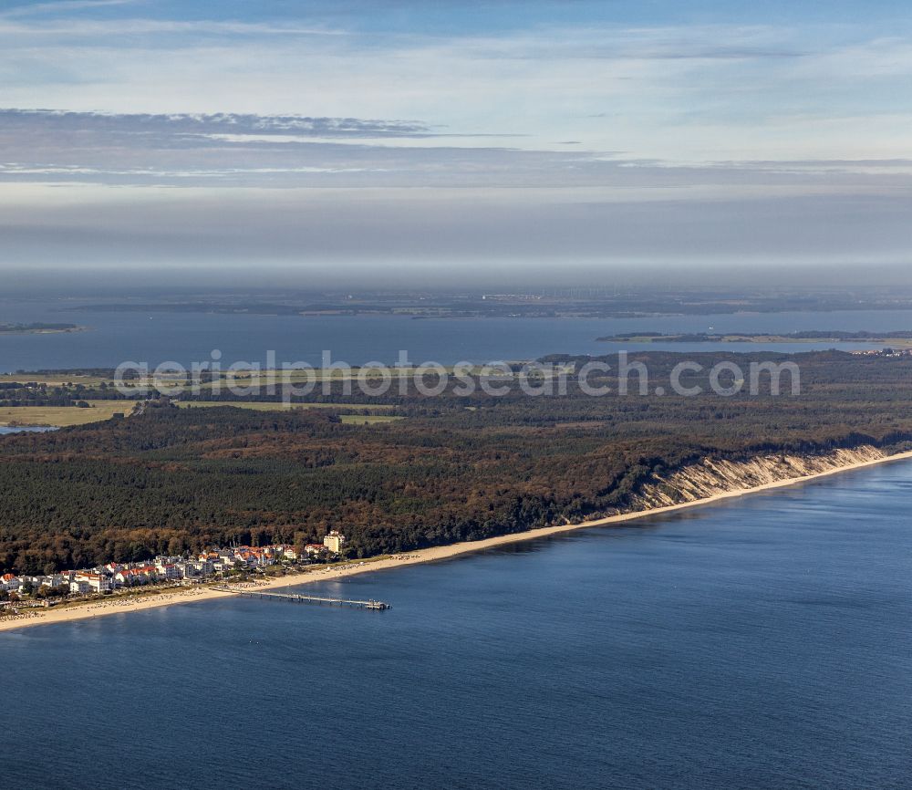 Bansin from above - City view on sea coastline of Baltic Sea on street Seestrasse in Bansin on the island of Usedom in the state Mecklenburg - Western Pomerania, Germany