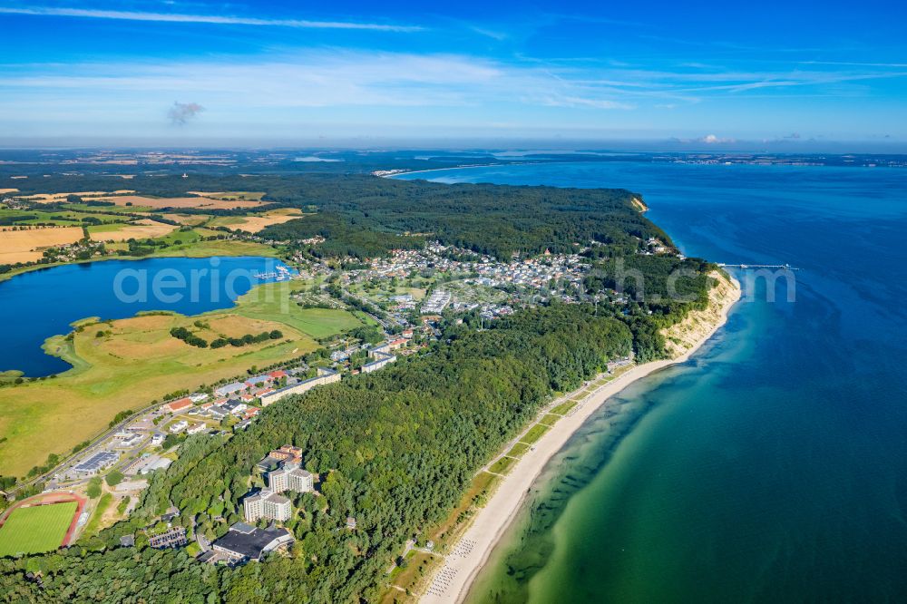 Aerial image Ostseebad Sellin - City view on sea coastline of Baltic Sea in Ostseebad Sellin on the island of Ruegen in the state Mecklenburg - Western Pomerania, Germany