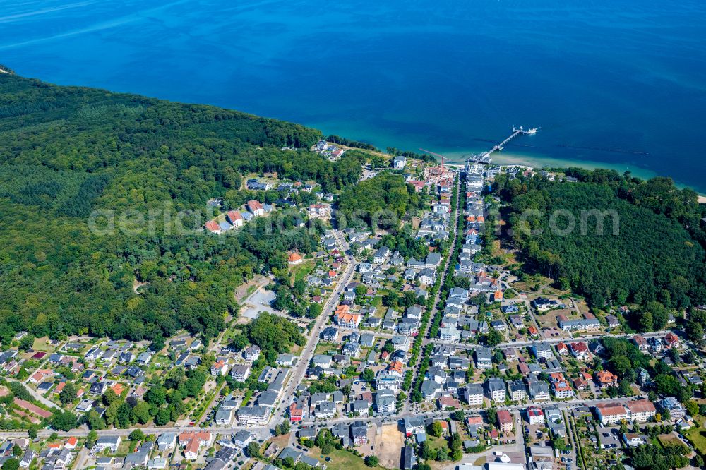 Aerial image Ostseebad Sellin - City view on sea coastline of Baltic Sea in Ostseebad Sellin on the island of Ruegen in the state Mecklenburg - Western Pomerania, Germany