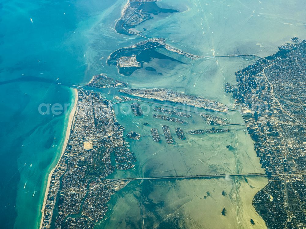 Aerial image Miami Beach - City view on sea coastline South Miami Beach in Miami Beach in Florida, United States of America