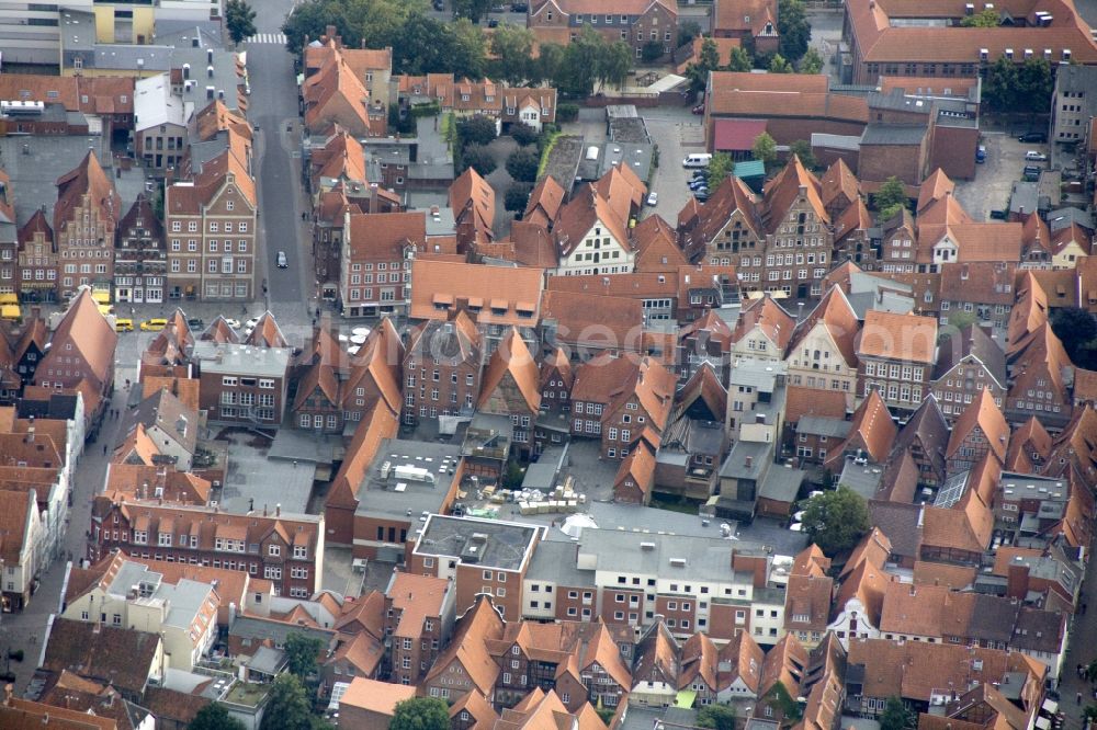 Lüneburg from above - City view of Lüneburg. Lüneburg is the third largest city in the central state of Lower Saxony