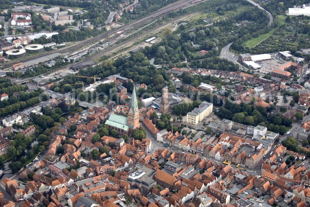 Aerial image Lüneburg - City view of Lüneburg with the Church of St. John. Lüneburg is the third largest city in the central state of Lower Saxony