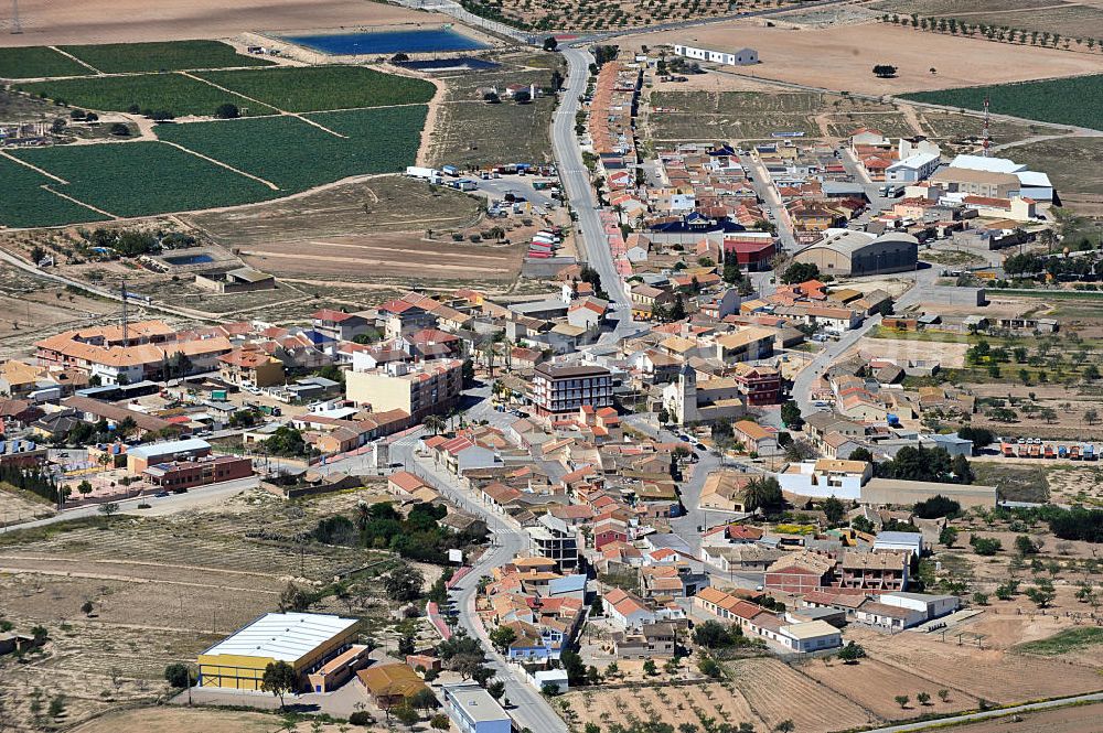 Los Martinez del Puerto from the bird's eye view: Cityscape view of Los Martinez del Puerto in the region of Murcia in Spain