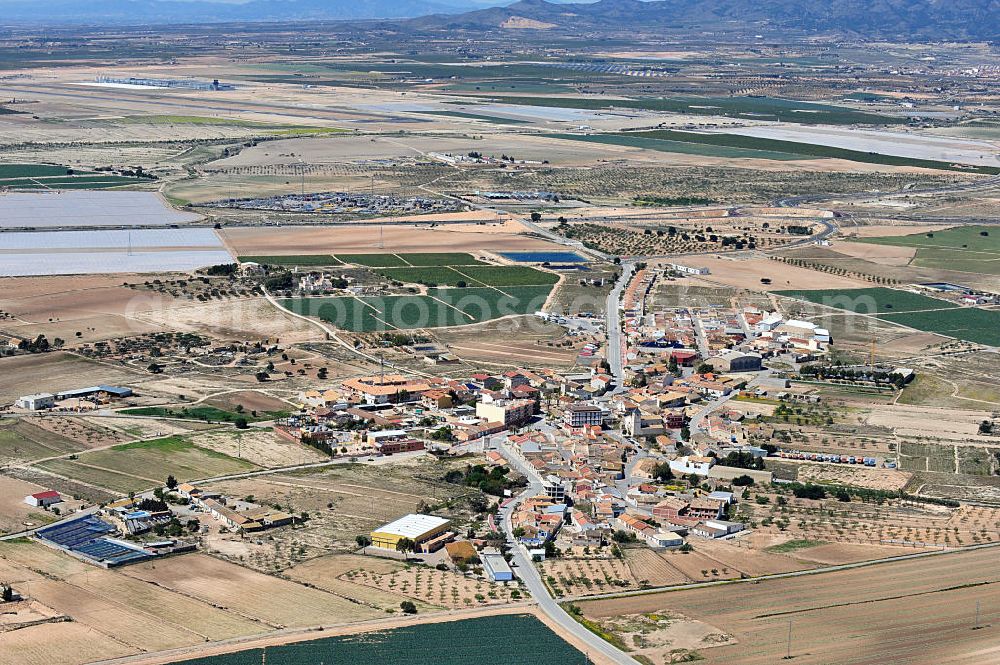 Los Martinez del Puerto from the bird's eye view: Cityscape view of Los Martinez del Puerto in the region of Murcia in Spain