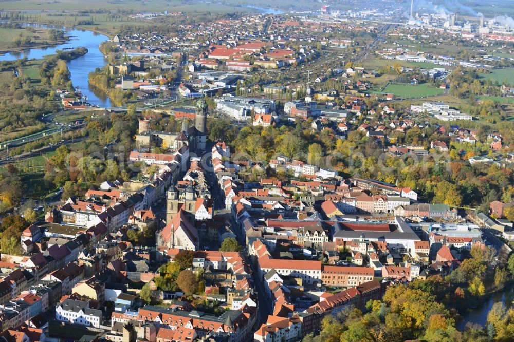 Aerial image Lutherstadt Wittenberg - City view of Lutherstadt Wittenberg in Saxony-Anhalt