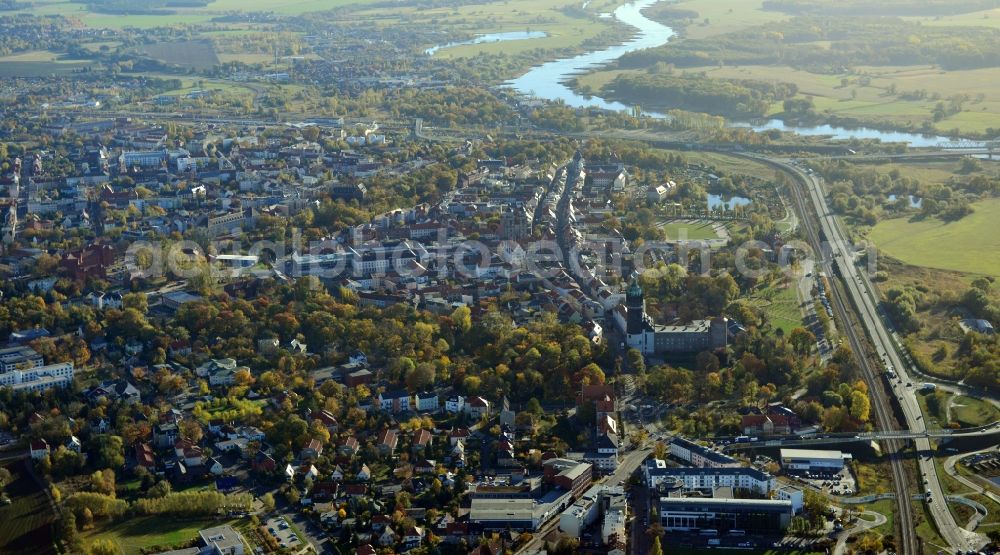 Lutherstadt Wittenberg from above - City view of Lutherstadt Wittenberg in Saxony-Anhalt