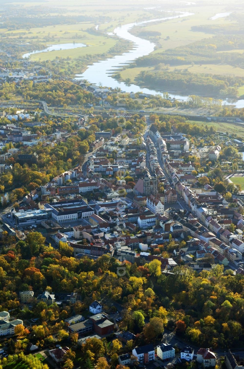 Aerial image Lutherstadt Wittenberg - City view of Lutherstadt Wittenberg in Saxony-Anhalt