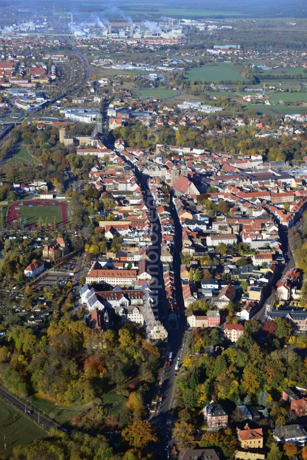 Lutherstadt Wittenberg from the bird's eye view: City view of Lutherstadt Wittenberg in Saxony-Anhalt