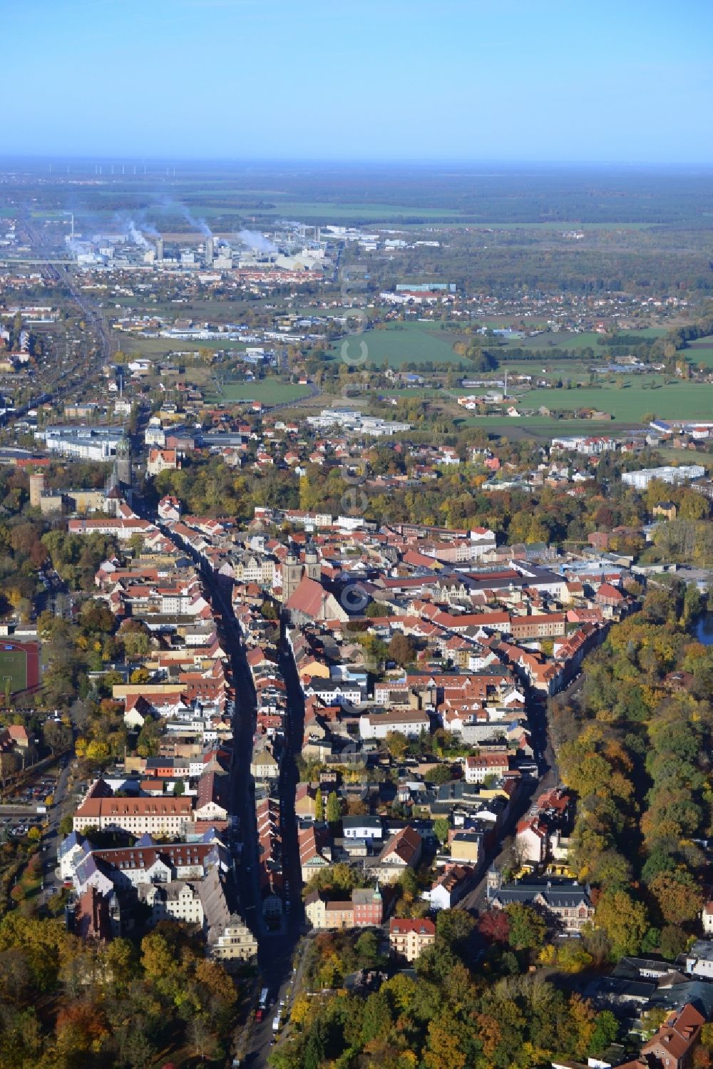 Aerial image Lutherstadt Wittenberg - City view of Lutherstadt Wittenberg in Saxony-Anhalt