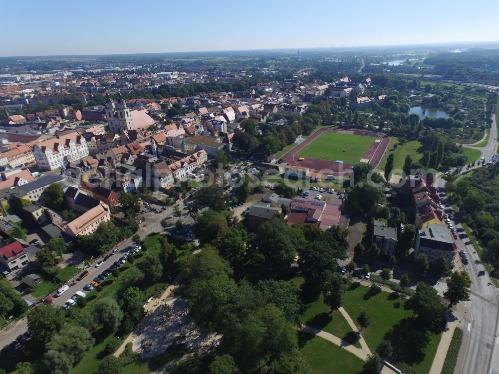 Lutherstadt Wittenberg from above - City view of Lutherstadt Wittenberg in the state Saxony-Anhalt