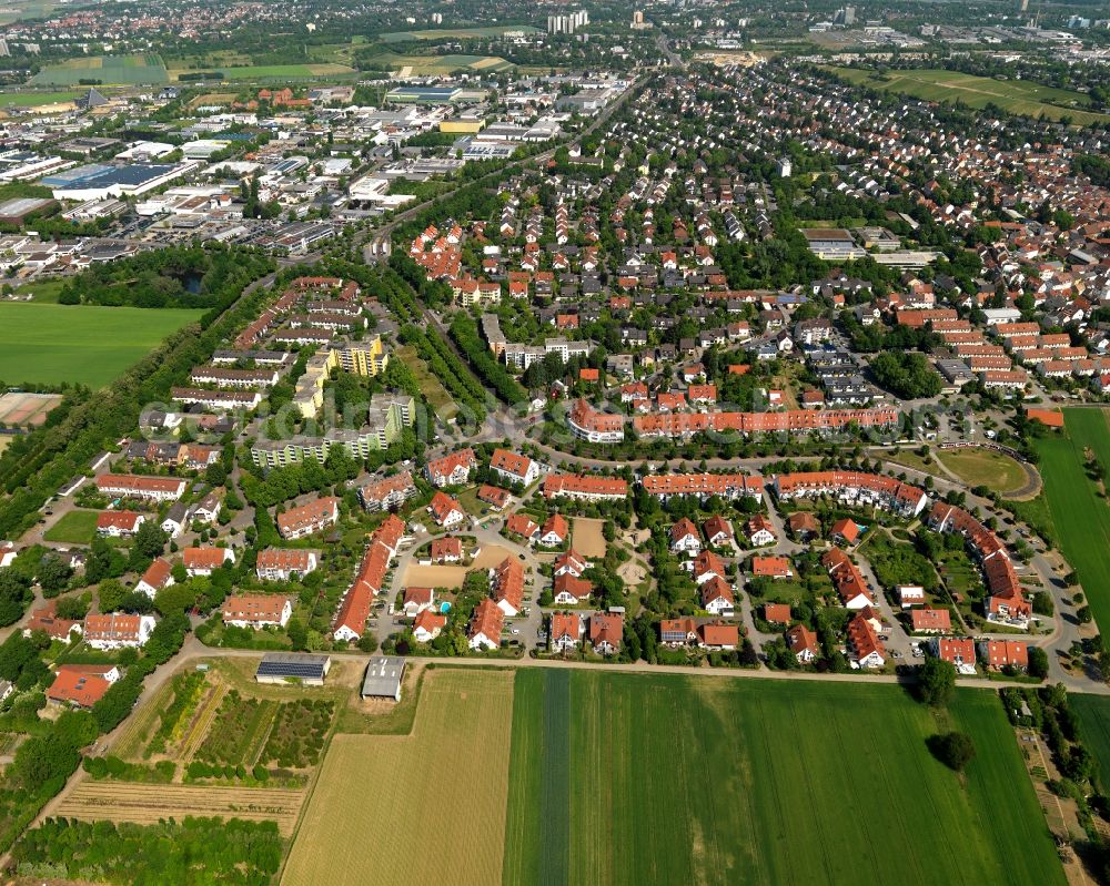 Aerial image Mainz Hechtsheim - Cityscape of Mainz, the district Hechtsheim, in Rhineland-Palatinate