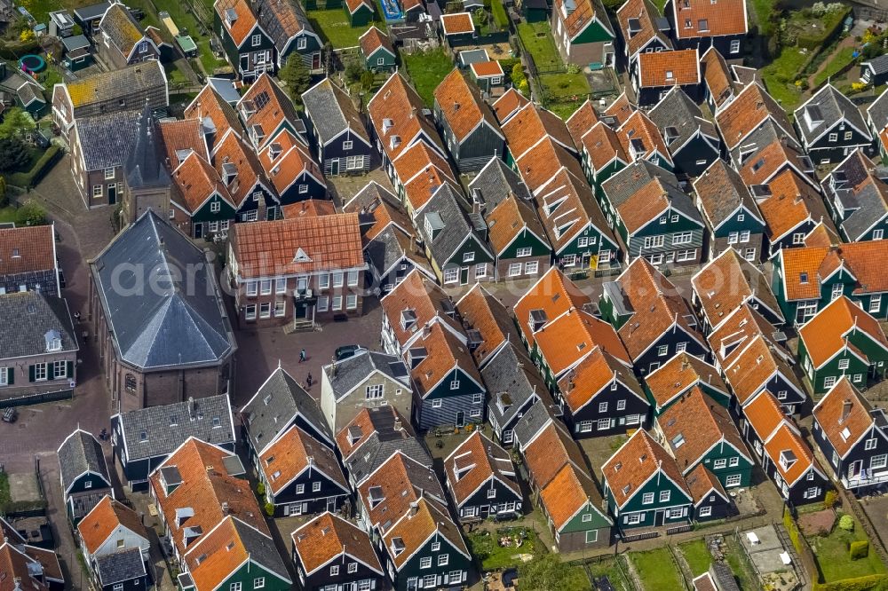 Marken from the bird's eye view: Cityscape of Marken an island in the Marker lake in the Netherlands - Netherlands