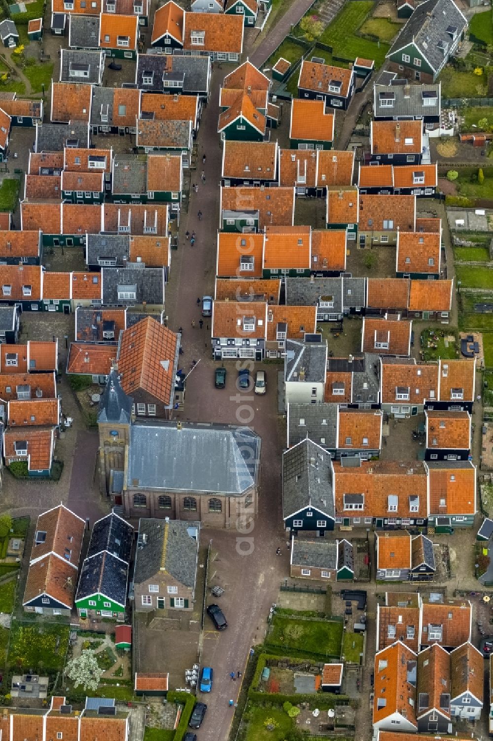 Aerial photograph Marken - Cityscape of Marken an island in the Marker lake in the Netherlands - Netherlands