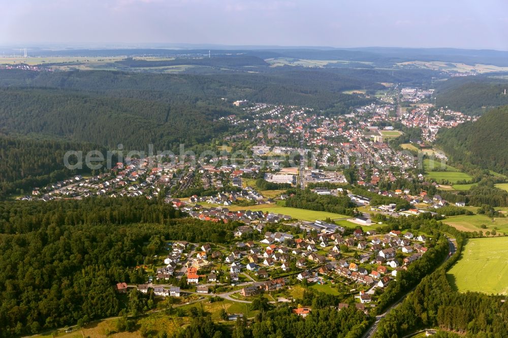 Marsberg from above - Cityscape of Marsberg with surrounding forests in the state of North Rhine-Westphalia