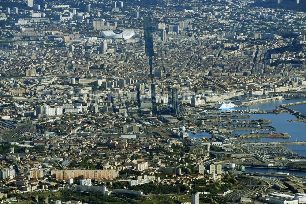 Aerial photograph Marseille - Cityscape of the city area of Marseille in Provence-Alpes-Cote d'Azur, France