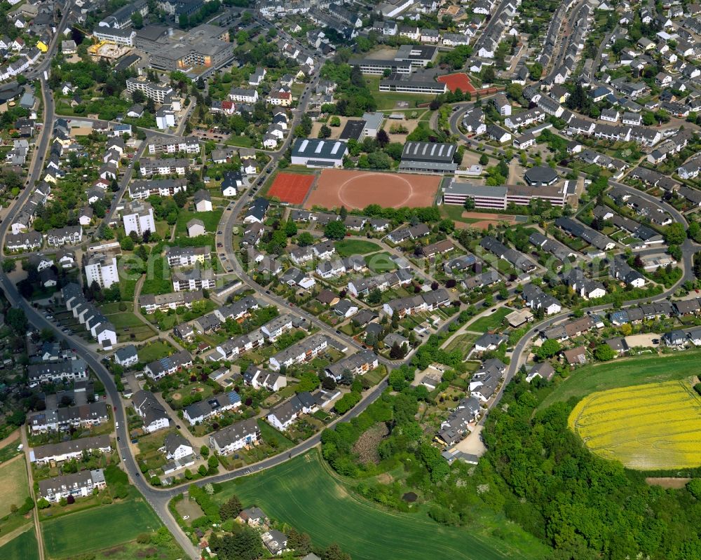 Mayen from the bird's eye view: View of Mayen in the state Rhineland-Palatinate. The town is located in the county district of Mayen-Koblenz in the Eifel region. The urban area is crossed by the river Nette. Mayen consists of a main town and four boroughs and districts