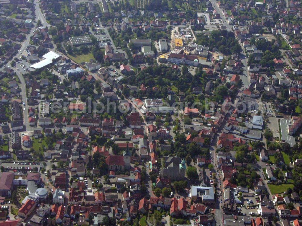 Melle (Niedersachsen) from the bird's eye view: Die zentrale Lage im nordwestdeutschen Städtedreieck Osnabrück-Bielefeld-Münster macht Melle zu einem interessanten Wirtschaftsstandort.