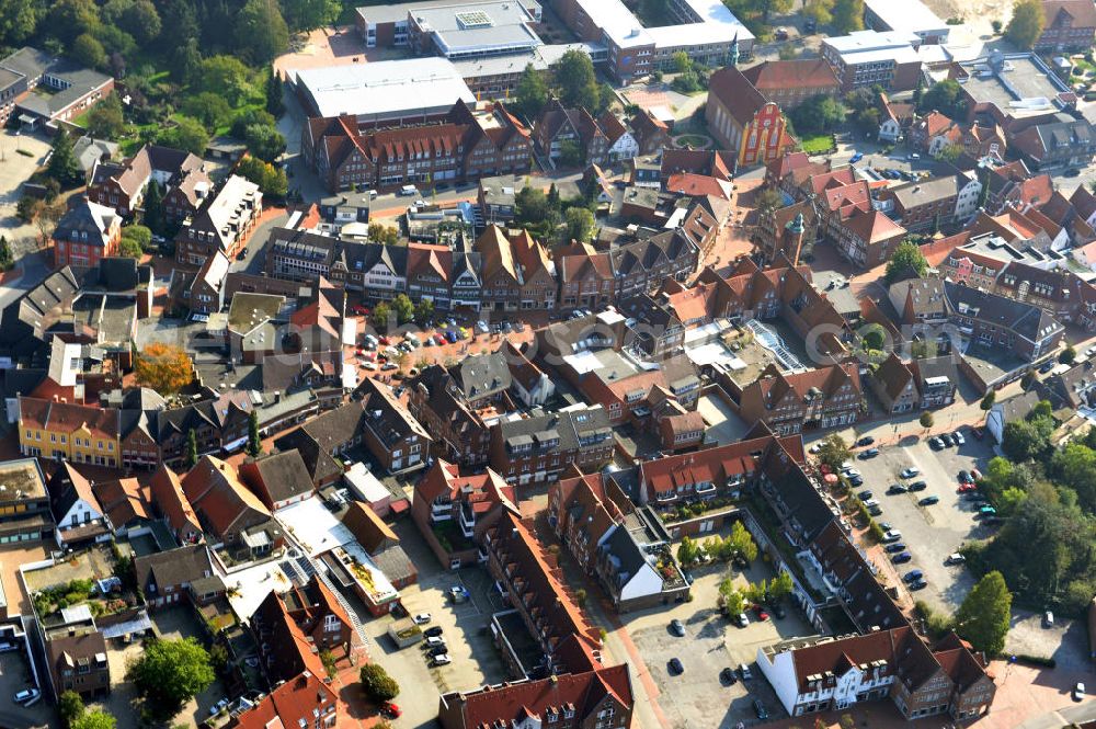 Meppen from above - Stadtansicht / Altstadt von Meppen in Niedersachsen. Aufgrund der zentralen Lage ist sie die Kreisstadt des Emslandes. Town scape of Meppen in Lower Saxony. Meppen is located in Emsland and it's the county seat.