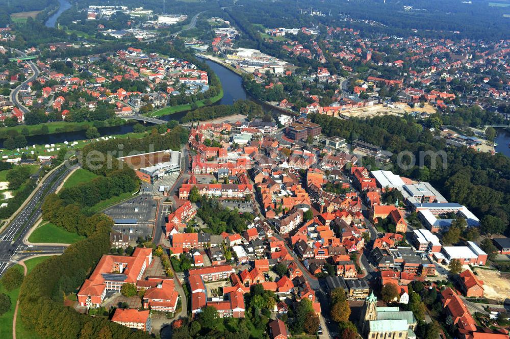 Meppen from the bird's eye view: Stadtansicht / Altstadt von Meppen in Niedersachsen. Aufgrund der zentralen Lage ist sie die Kreisstadt des Emslandes. Town scape of Meppen in Lower Saxony. Meppen is located in Emsland and it's the county seat.