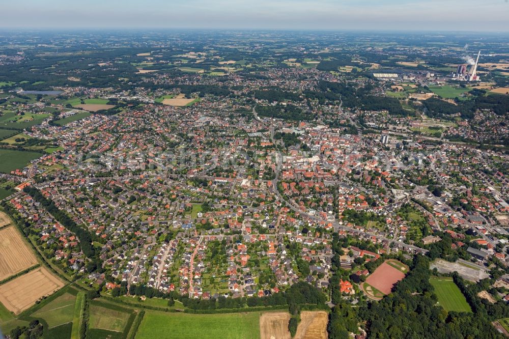 Aerial photograph Ibbenbüren - in the state North Rhine-Westphalia. The city is watered by the Ibbenbürener Aa river