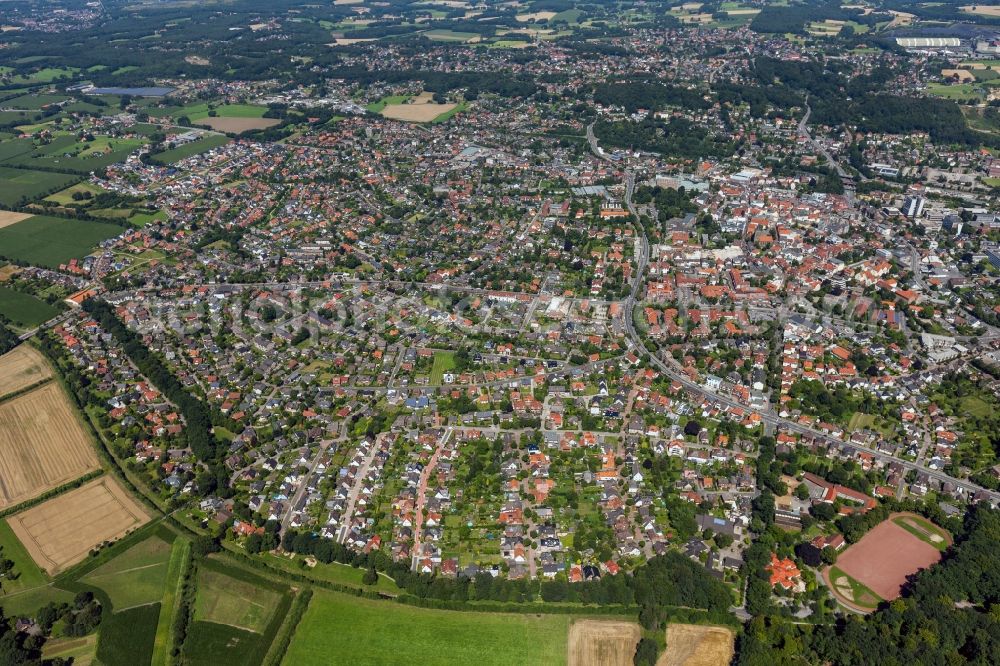 Ibbenbüren from above - in the state North Rhine-Westphalia. The city is watered by the Ibbenbürener Aa river