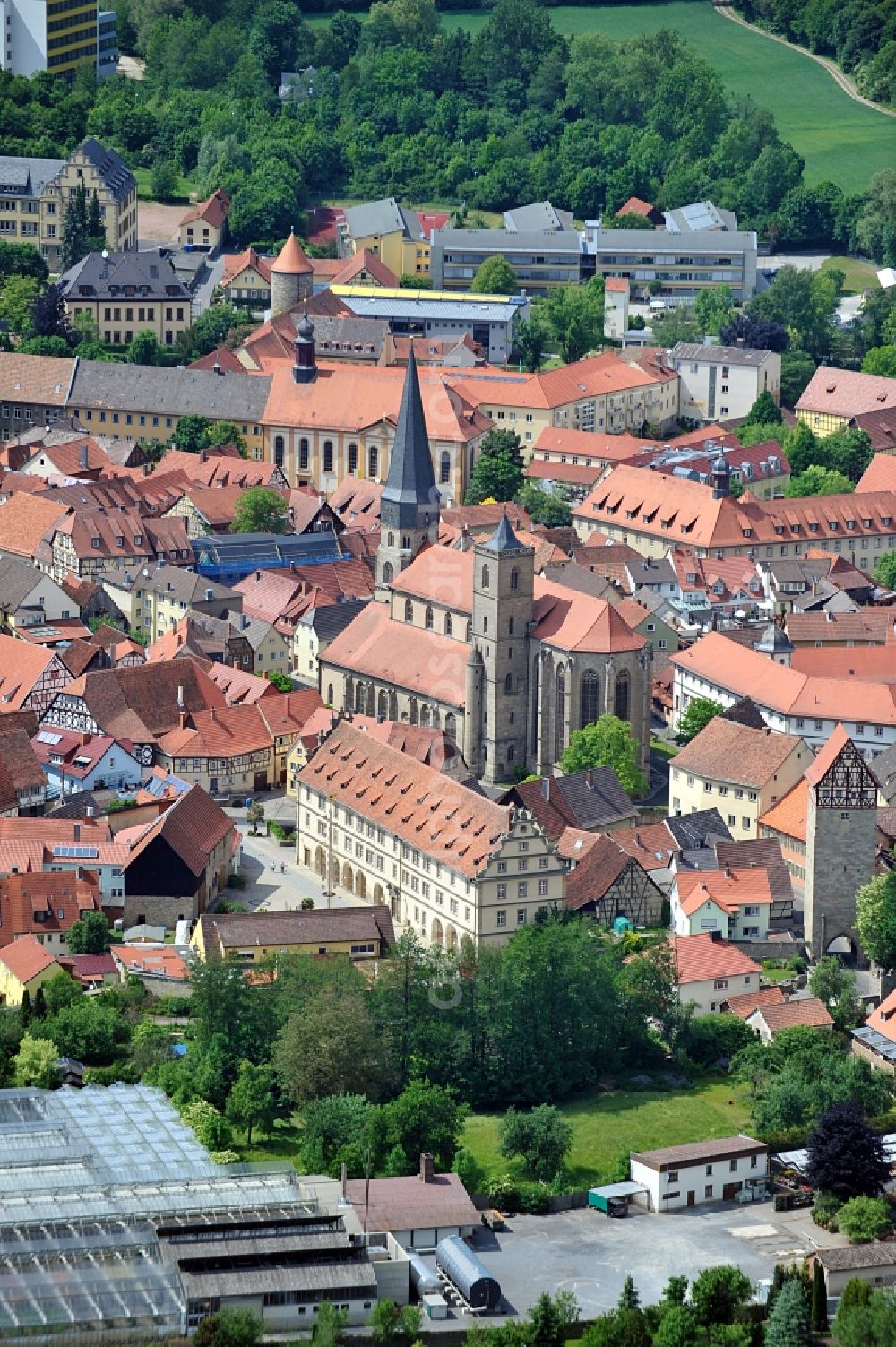 Aerial image Münnerstadt - Cityscape of Münnerstadt in Bavaria