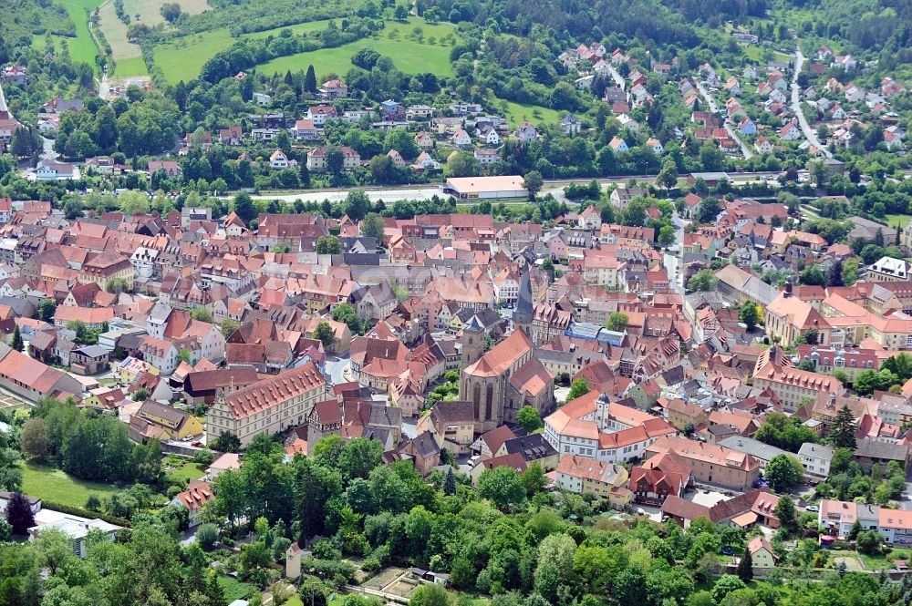 Münnerstadt from above - Cityscape of Münnerstadt in Bavaria