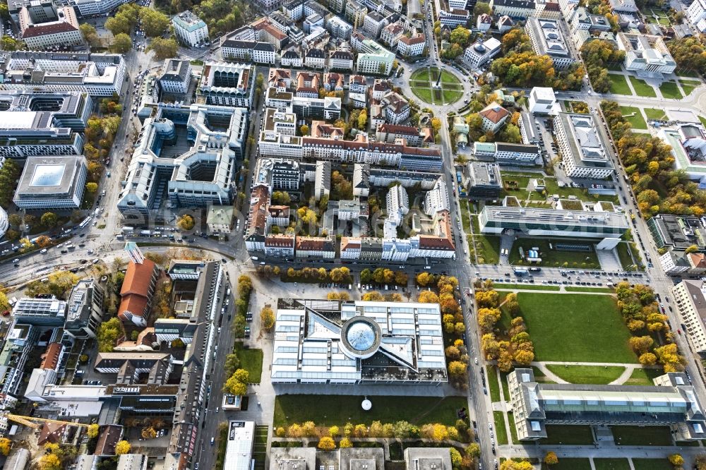 Aerial image München - District of Museumsiertel in the city in Munich in the state Bavaria, Germany