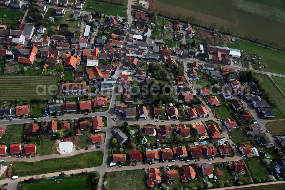 Nack from the bird's eye view: City view of Nack, a locality in the district Alzey-Worms in the state of Rhineland-Palatinate. The village belongs to the municipality of Alzey-Land