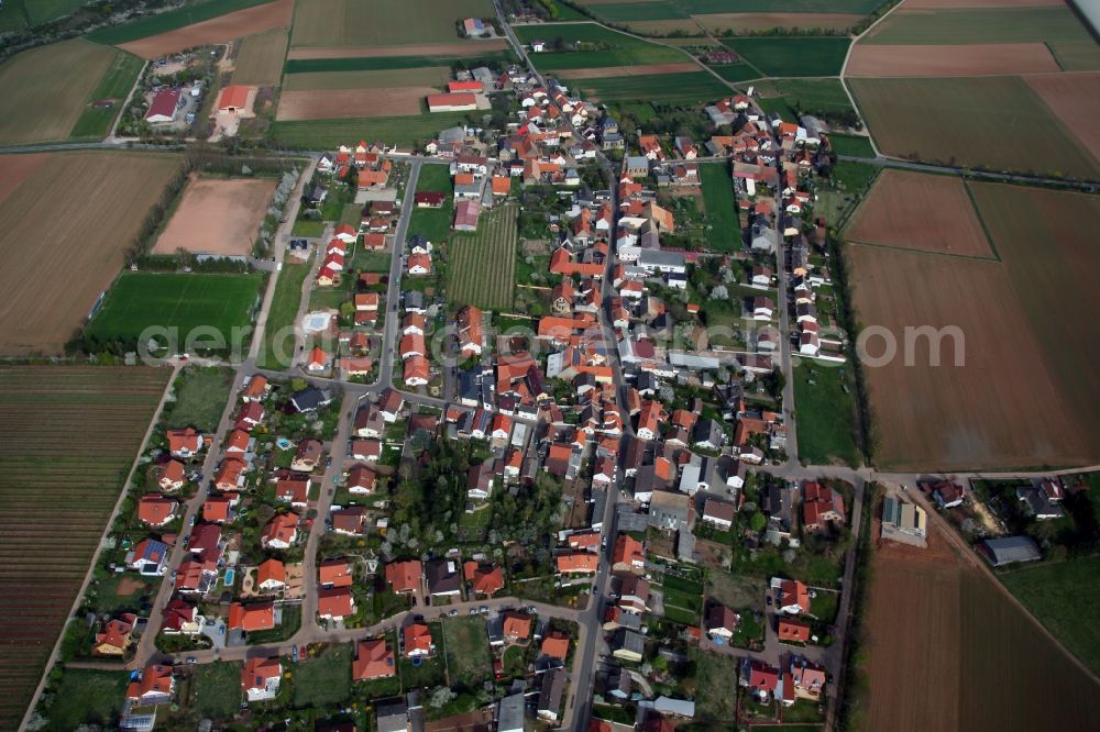 Aerial photograph Nack - City view of Nack, a locality in the district Alzey-Worms in the state of Rhineland-Palatinate. The village belongs to the municipality of Alzey-Land