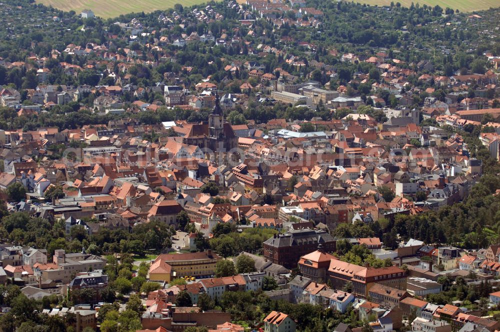 Aerial image Naumburg an der Saale - Blick auf Naumburg an der Saale mit der Stadtkirche St. Wenzel.