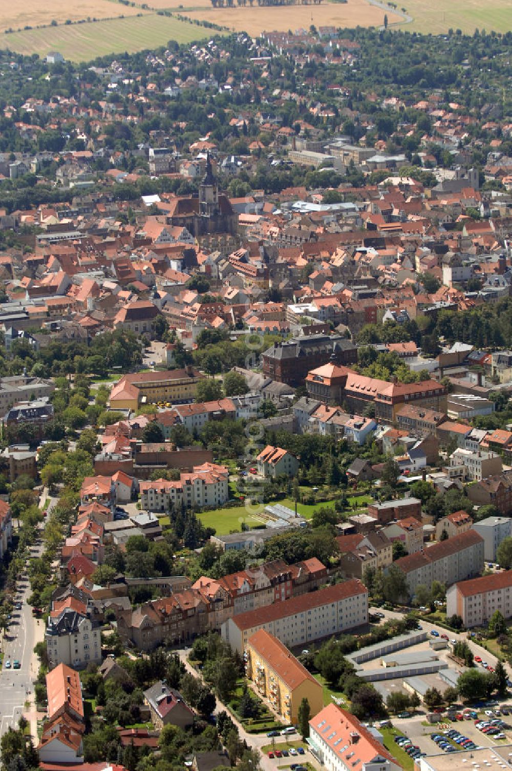 Aerial photograph Naumburg an der Saale - Blick auf Naumburg an der Saale mit der Stadtkirche St. Wenzel.