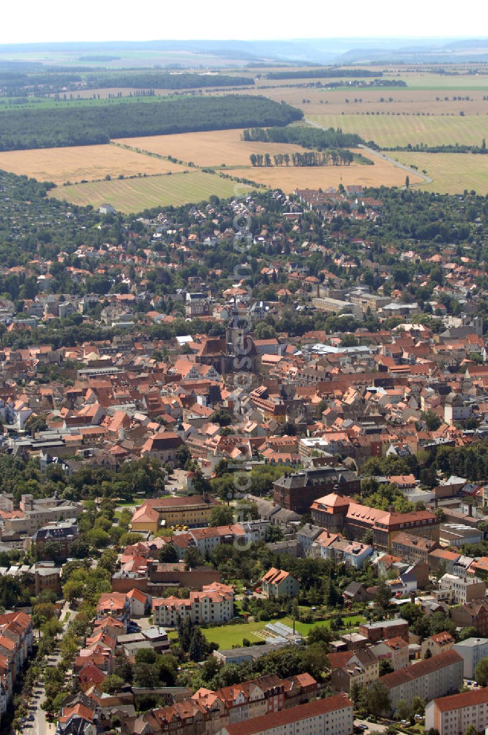 Naumburg an der Saale from above - Blick auf Naumburg an der Saale mit der Stadtkirche St. Wenzel.